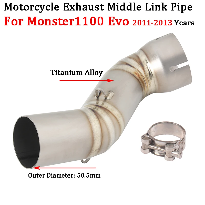 Slip On For Monster1100 EVO Monster 1100 2011 - 2013 Years Motorcycle Exhaust Escape Modified Titanium Alloy Middle Link Pipe