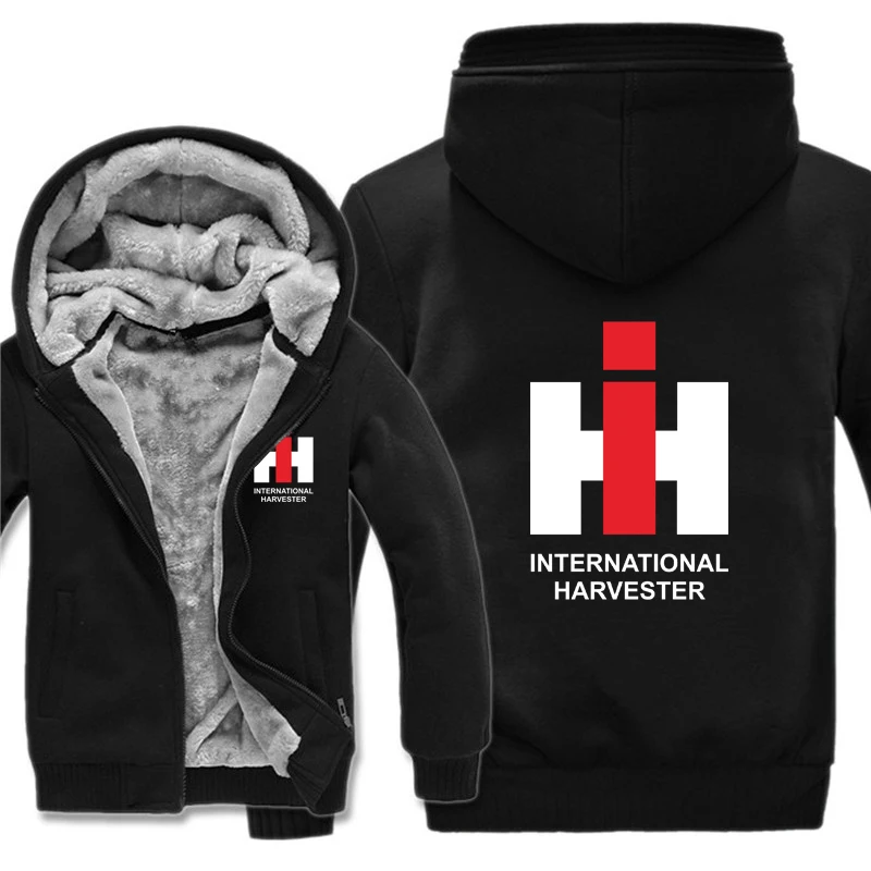 International Harvester Hoodies Men Coat Winter Warm Fleece International Harvester Sweatshirts Jacket