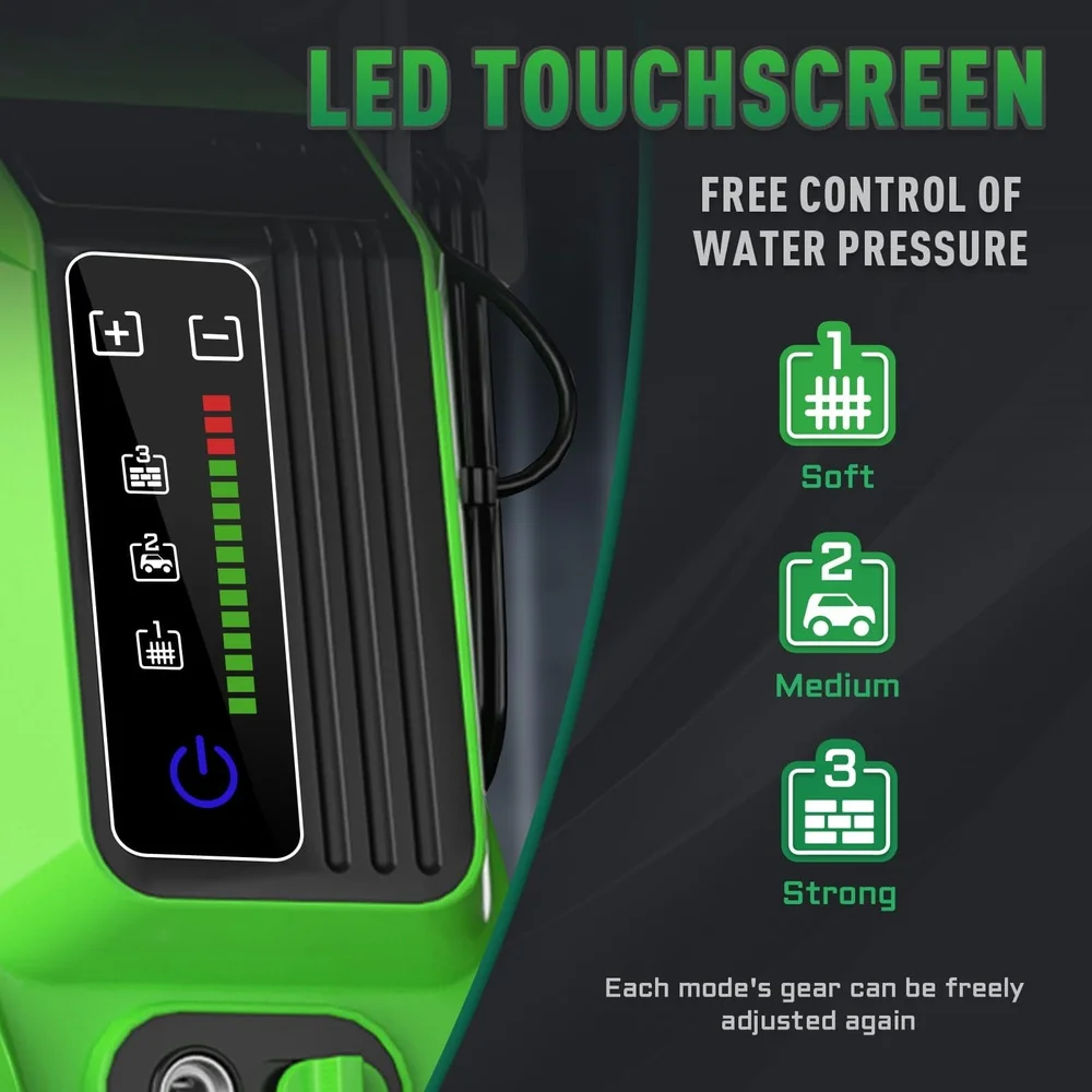 Potente lavadora a presión eléctrica 5000PSI 3,2 GPM pantalla táctil Digital ajustable 15 niveles 5 boquillas coche Patio limpieza de jardín