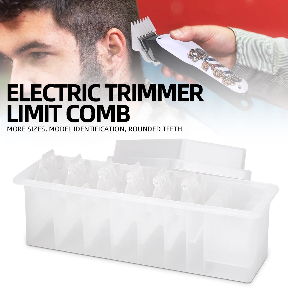 

6Pcs Hair Clippers Multiple Models Limited Comb Straps Storage Boxes Plastic Material Hairdressing Styling Tools