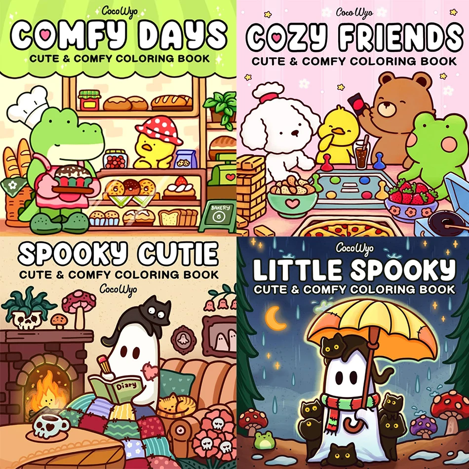 For Adults And Teens Halloween Coloring Book COZY FRIENDS Coloring Book Featuring Adorable Creepy Creatures for Halloween Gifts