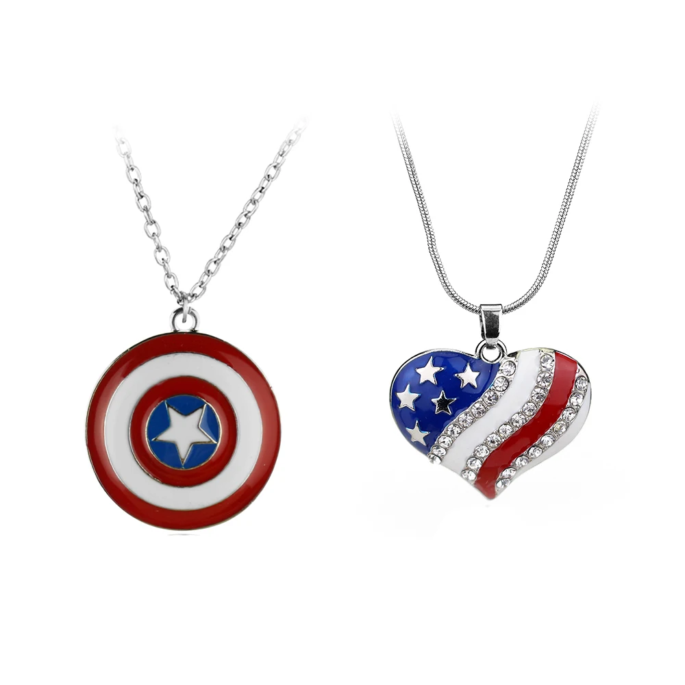 Marvel Superhero Captain America Necklace Creative Heart Captain America Neck Chain For Friends Jewelry Gifts