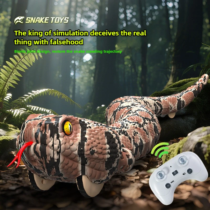 Kids Moving Electronic Animal Outdoor Remote Control Snake Toys Simulated Rattlesnake Crawling One Key Demo RC Controlled Snake