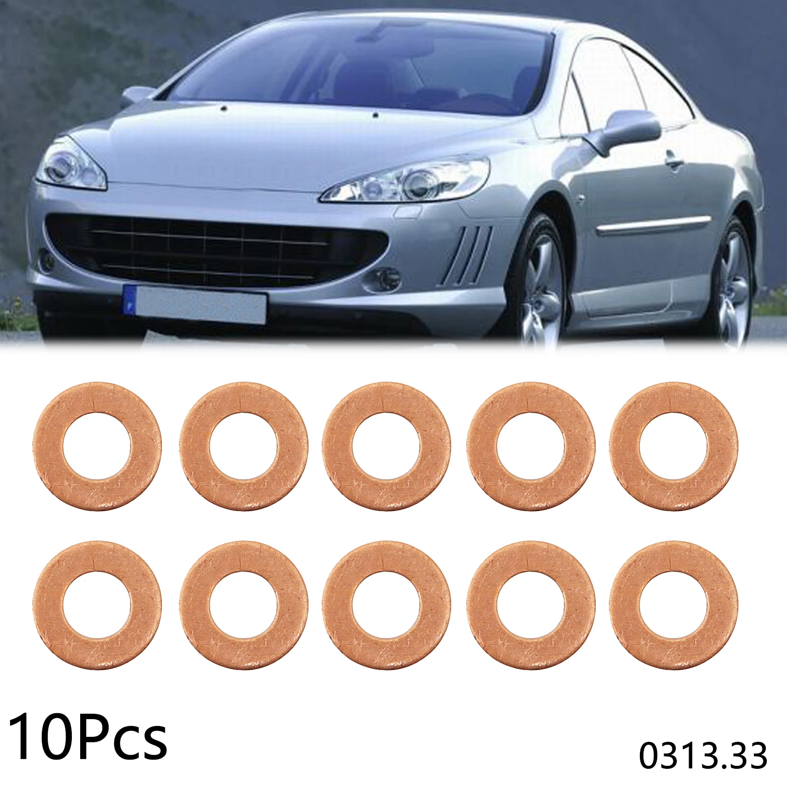 10PCS Oil Drain Plug Gaskets 0313.33 For Peugeot 207 208 307 308 406 For Citroen C3 C5 10X20X1.8mm Oil Pan Screw Washers Gasket