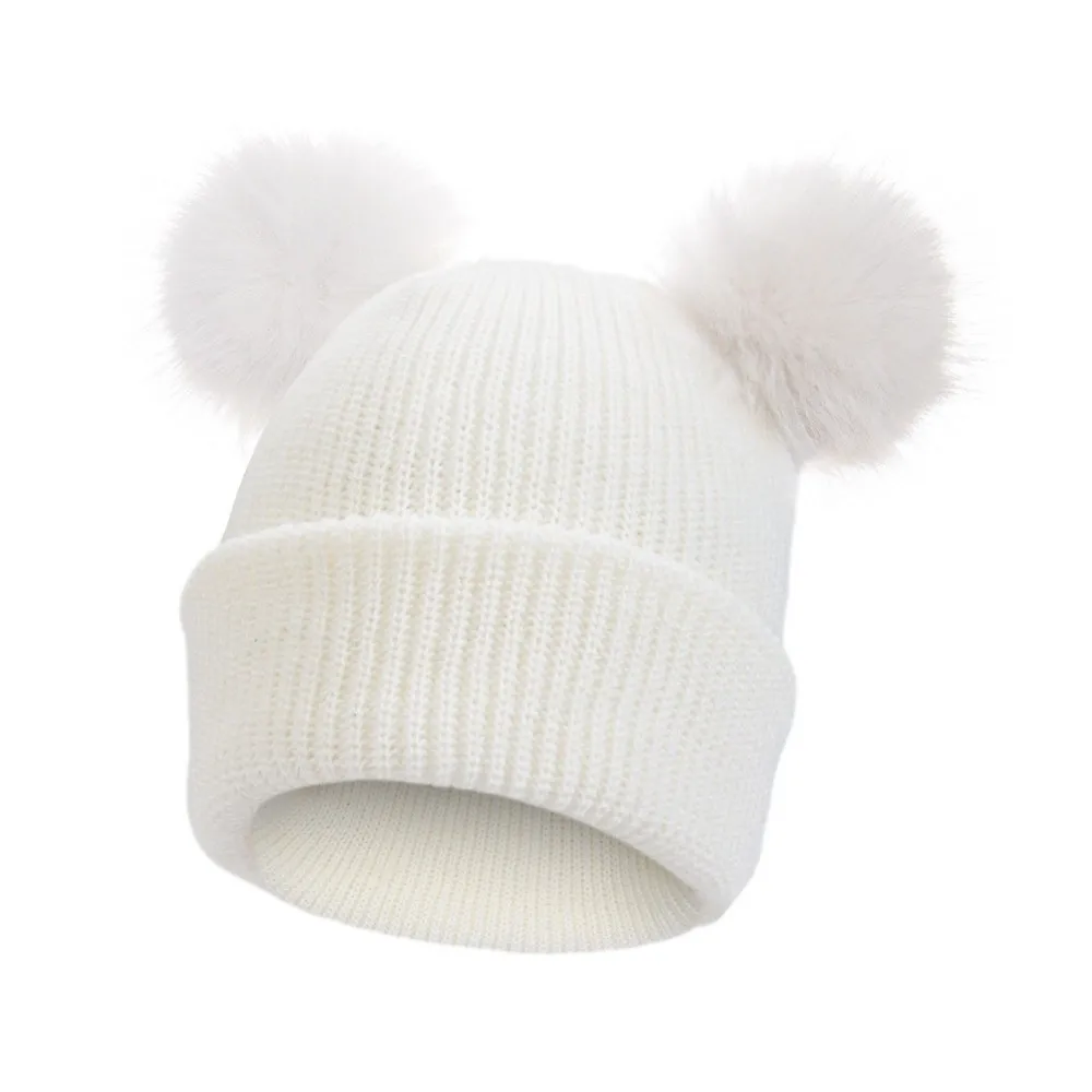 Comfortable Solid Color Baby Knit Hat Pullover Style Warm Infant Bonnet Ball Windproof Newborn Turban Cap Winter Autumn Season