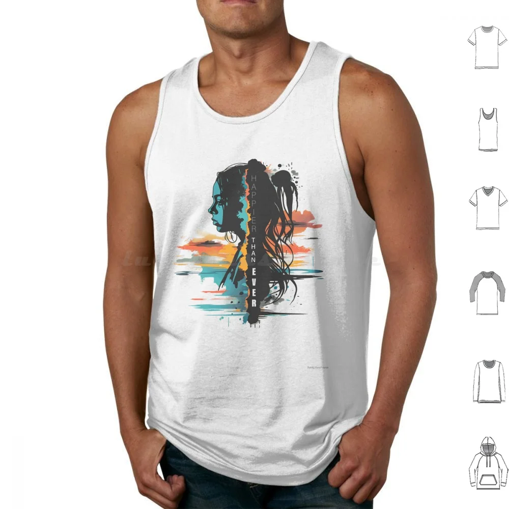 Happier Than Ever-Tank Tops Vest Sleeveless Happier Than Ever Music Split Silhouette Song Inspired Music Fashion Pop