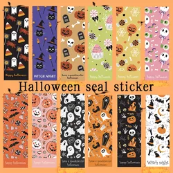 30-90pcs 9*3CM Happy Halloween Stickers Pumpkin Witch Skull Sealing Labels Scrapbooking for Holiday Gift Package Decor Sticker