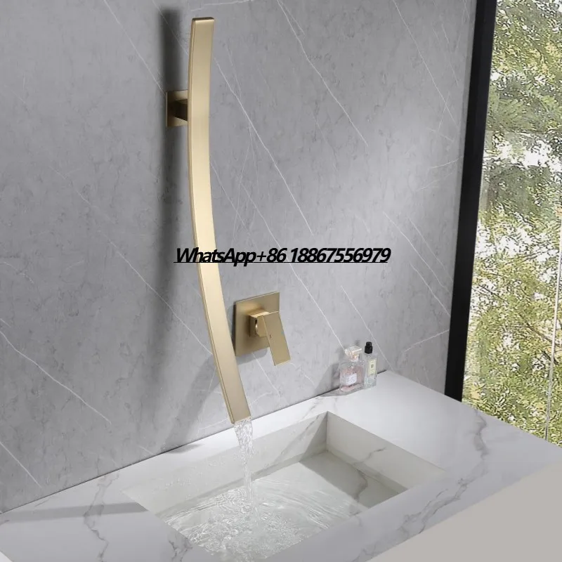 

Роскошный смеситель для ванной комнаты, матовый золотой смеситель для раковины, медный смеситель для умывальника с одной ручкой и водопадом