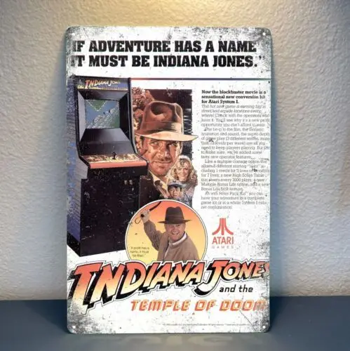 Indiana Jones Arcade Retro Video Game Metal Poster Tin Sign 20*30cm