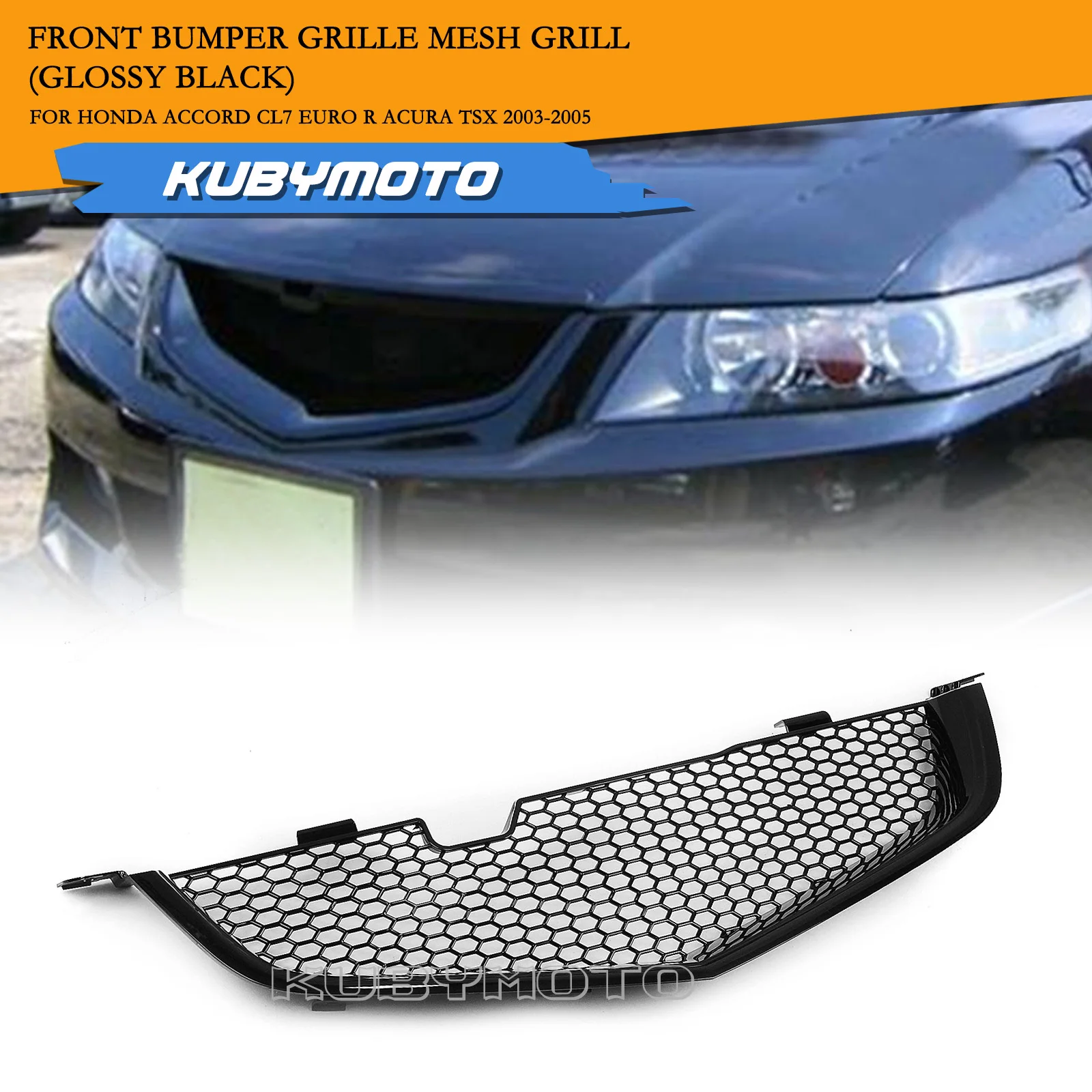 

Car Front Grille Grill Hood Mesh Grid ABS Plastic For Honda Accord CL7 Euro R Acura TSX 2003-2005