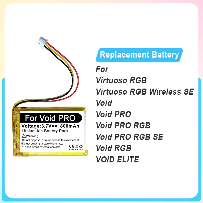 Batterie de remplacement pour casque sans fil Corsair Void PRO RGB ELITE SE Virtuoso RGB