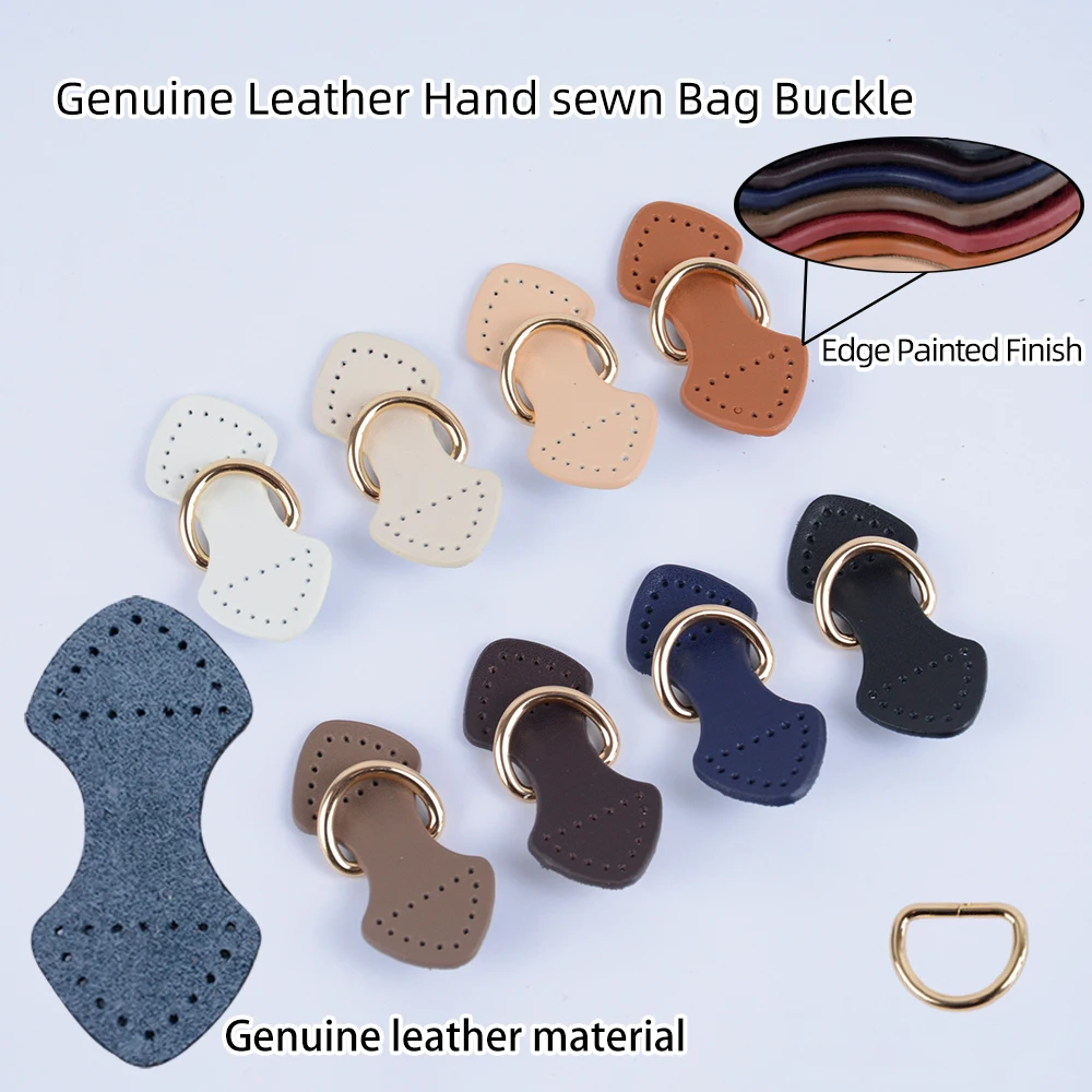 New DIY Side Hanging Buckle D Hand Sewn Genuine Leather  Cowhide Bag Clasp Connectors Bag Straps Clip Replacement  Accessories