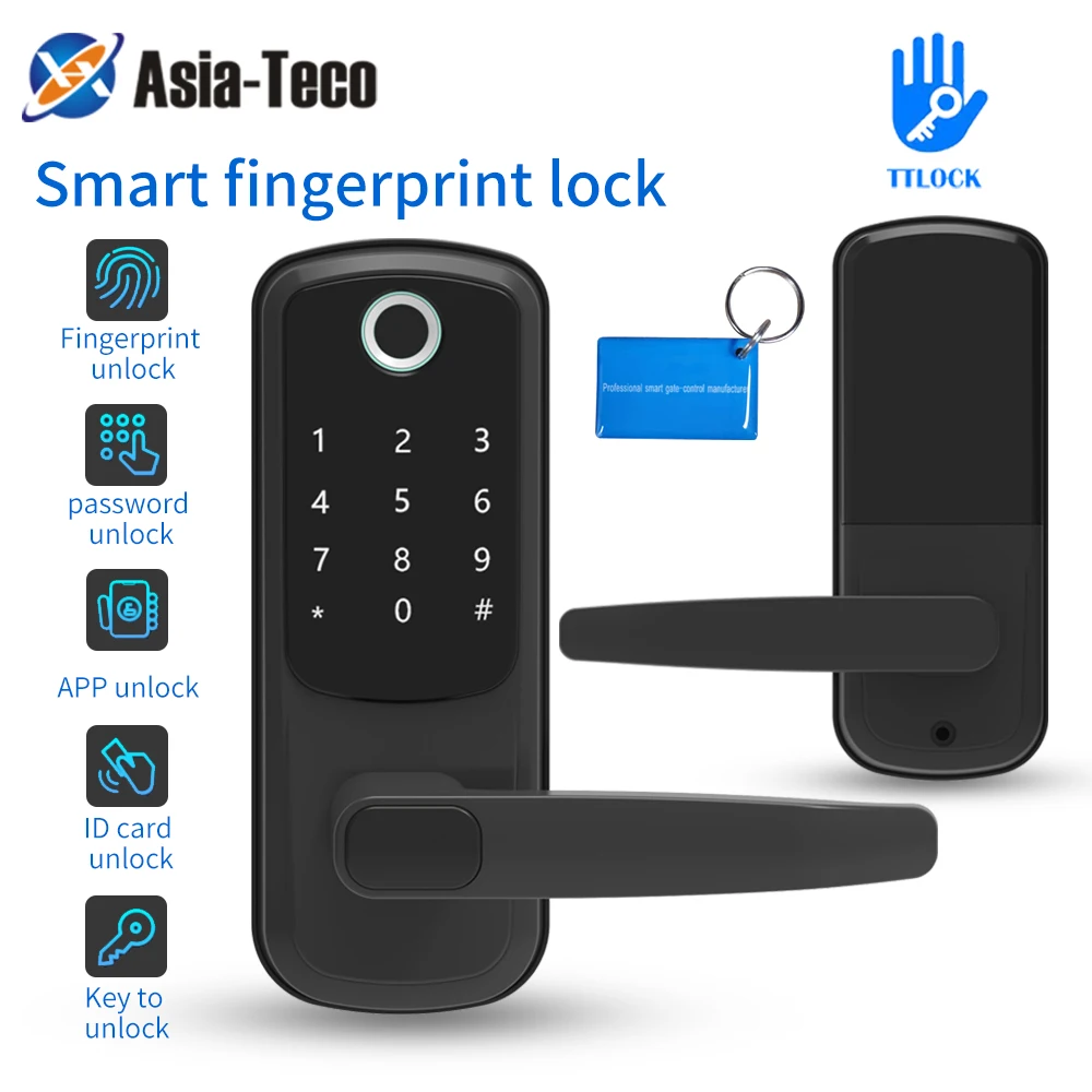 TTLOCK Intelligent Electronic Door Smart Lock - Remote Biometric Fingerprint & RFID Card - Password Key - Electric Unlock System