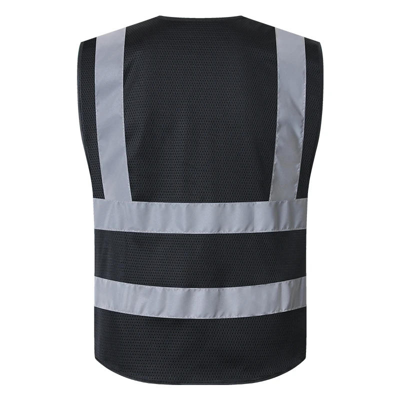 Mesh Safety Reflective Vest Construction Building Vest Safety Clothing Work Vest Multi Pocket Black Vest