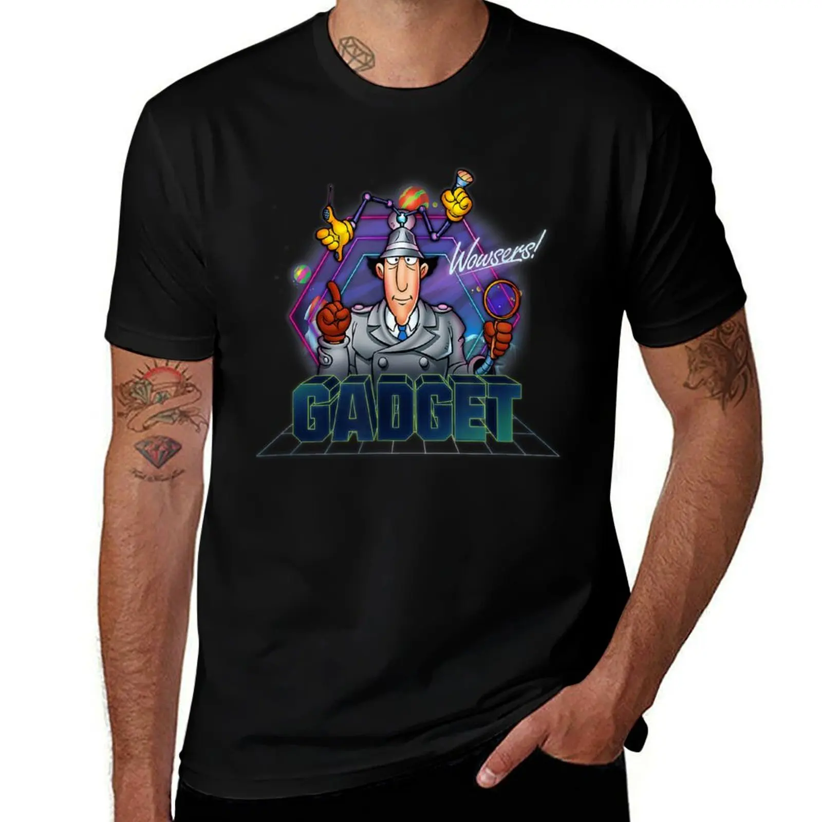 

Inspector Gadget Adult Retro Neon 03 T-Shirt t shirts for man graphic tees t shirts for man pack cotton