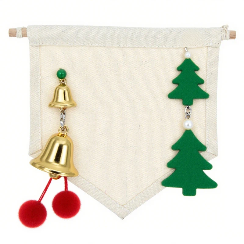 

Canvas Jewelry Display Flags White Black Fabric Banners Stud Earring Brooch Badge Storage Display Showcases Christmas Deco