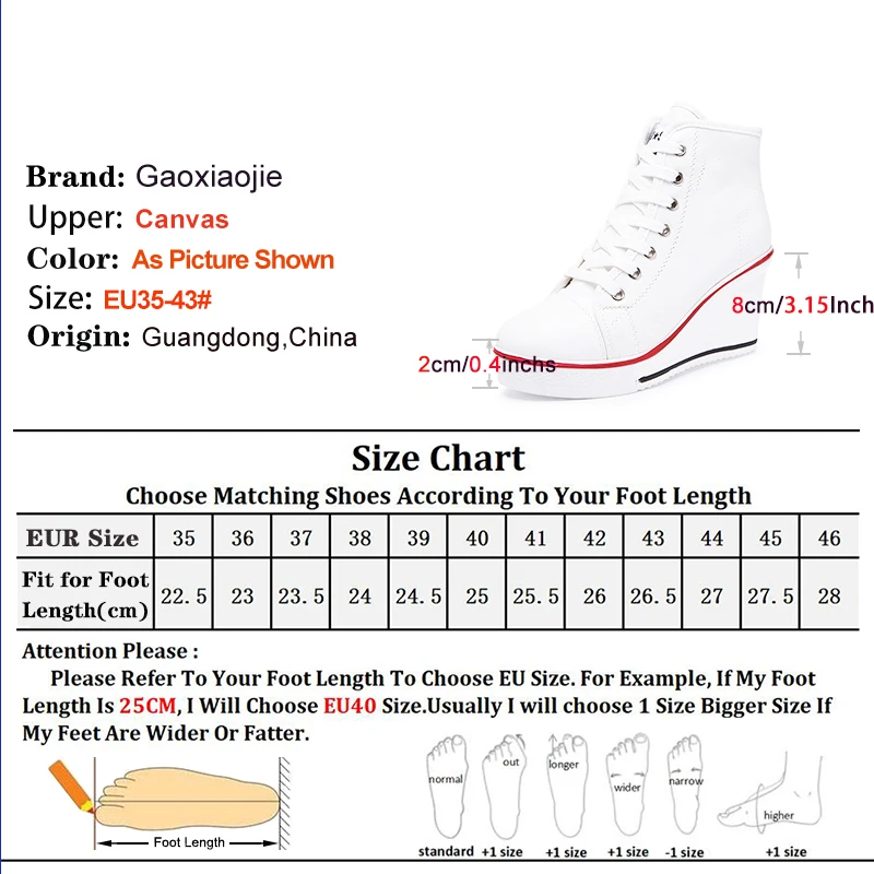 Women\'s Canvas Sneakers Spring Autumn Lace-Up Wedges Shoe Woman High Top Platform Casual Shoes Zapatillas Mujer Chaussure Femme