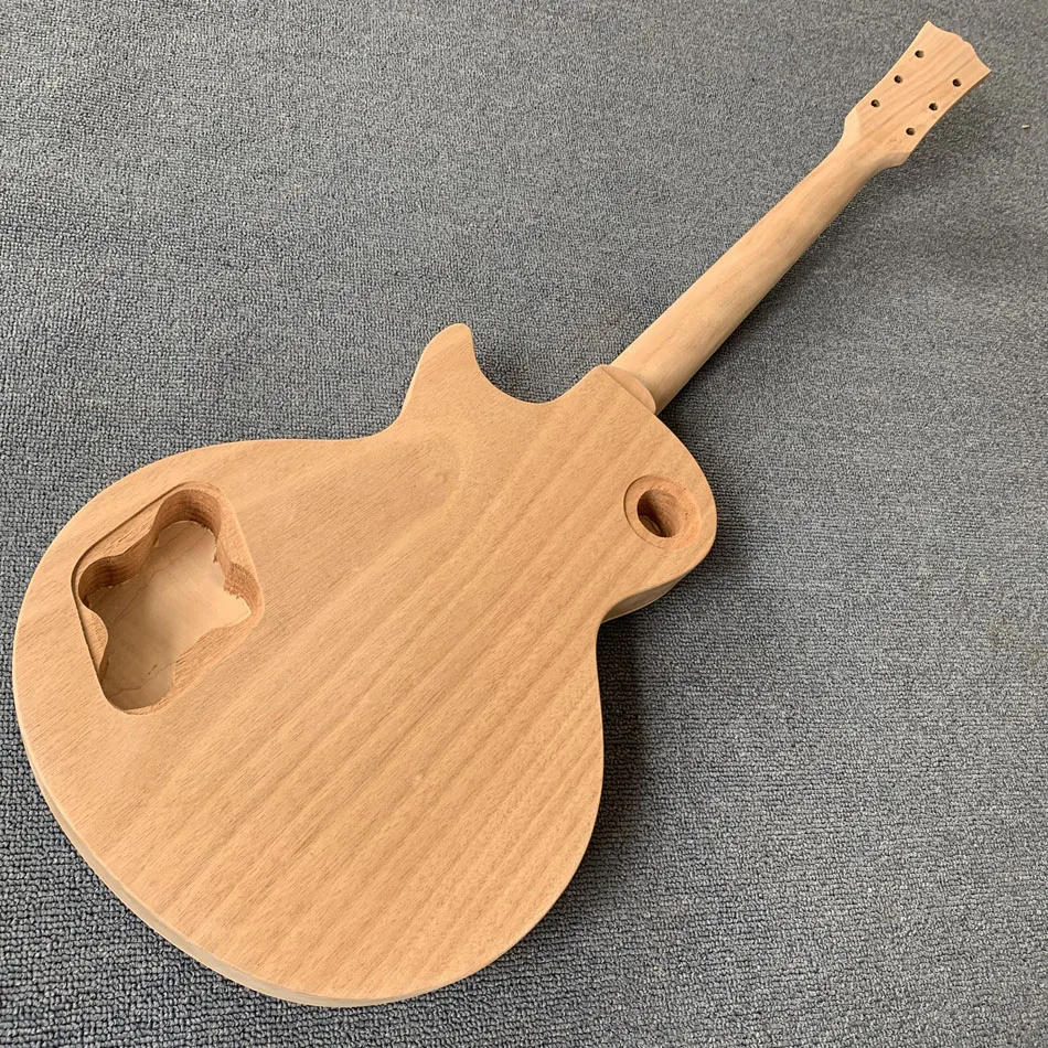 Semi finished guitar, one piece body&neck, cream binding, maple cap