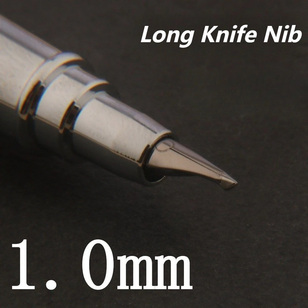 Long Knife Research Pen 1.0mm Stainless Steel Brown Polishing Pen Tip Calligraphy Practice Pen School Supplies Gift Stationery