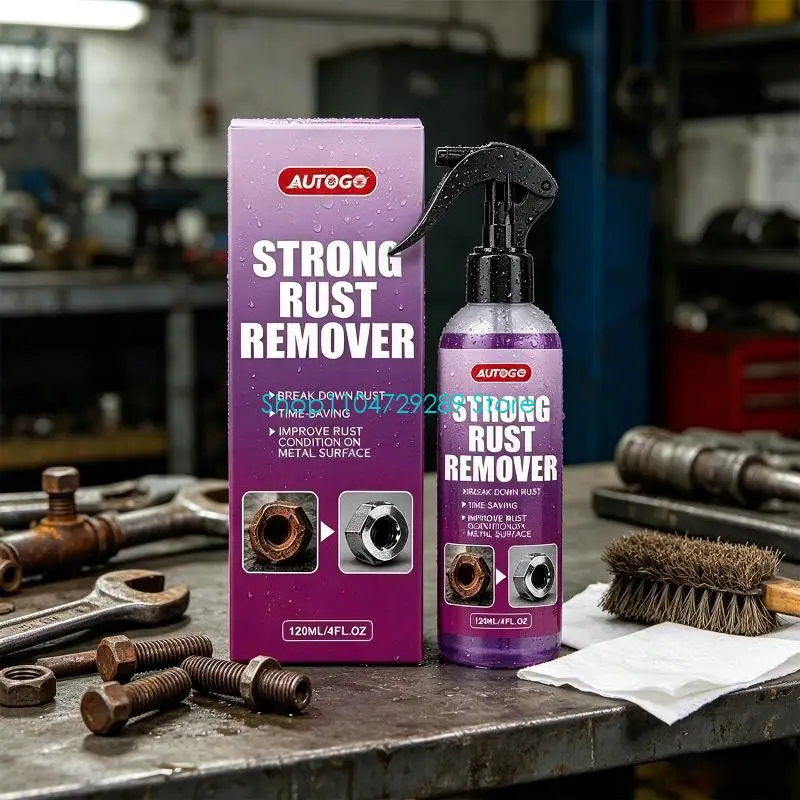 D8KE Metal Cleaner Sprayed Rust Remover for Vehicle Parts and Hardware, Nozzle Bottle for Tools and Routine Maintenance, 120