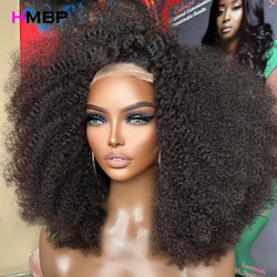 350% Density Afro Kinky Curly Wig Human Hair Guleless 13x6 Hd Lace Frontal Wig Human Hair Transparent Lace Pre Plucked Hair Wigs