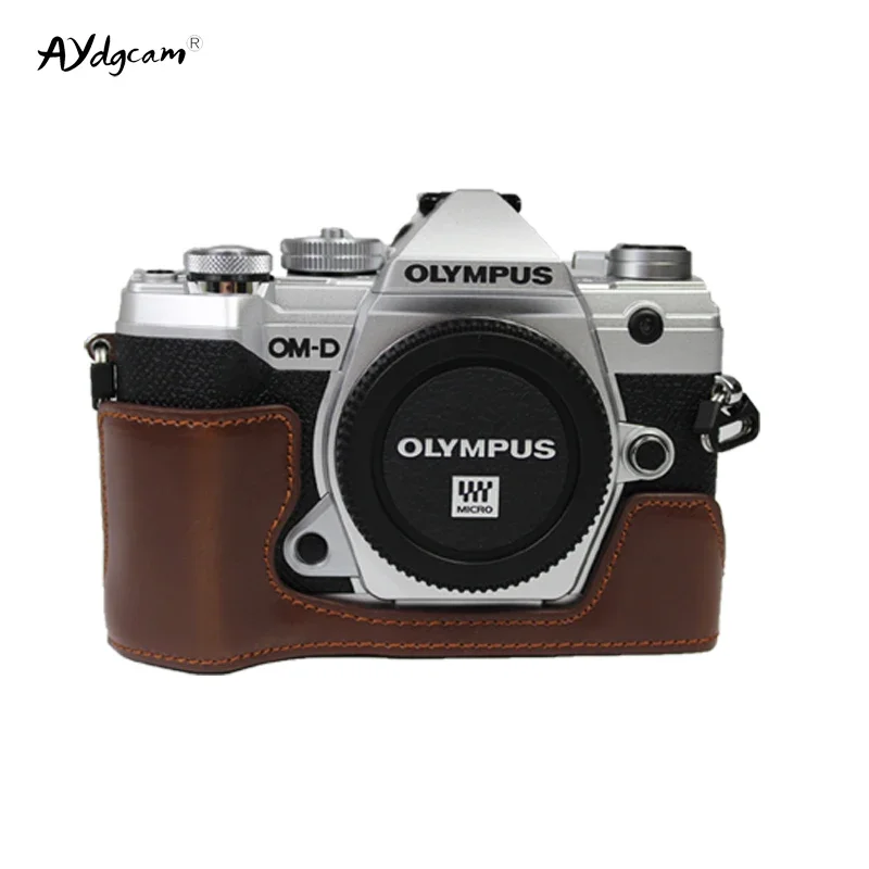 Pu Leather EM5 III Camera Case Protective Half Body Cover dla Olympus OMD EM5 III E-M5 Mark III EP7 E-P7 Case