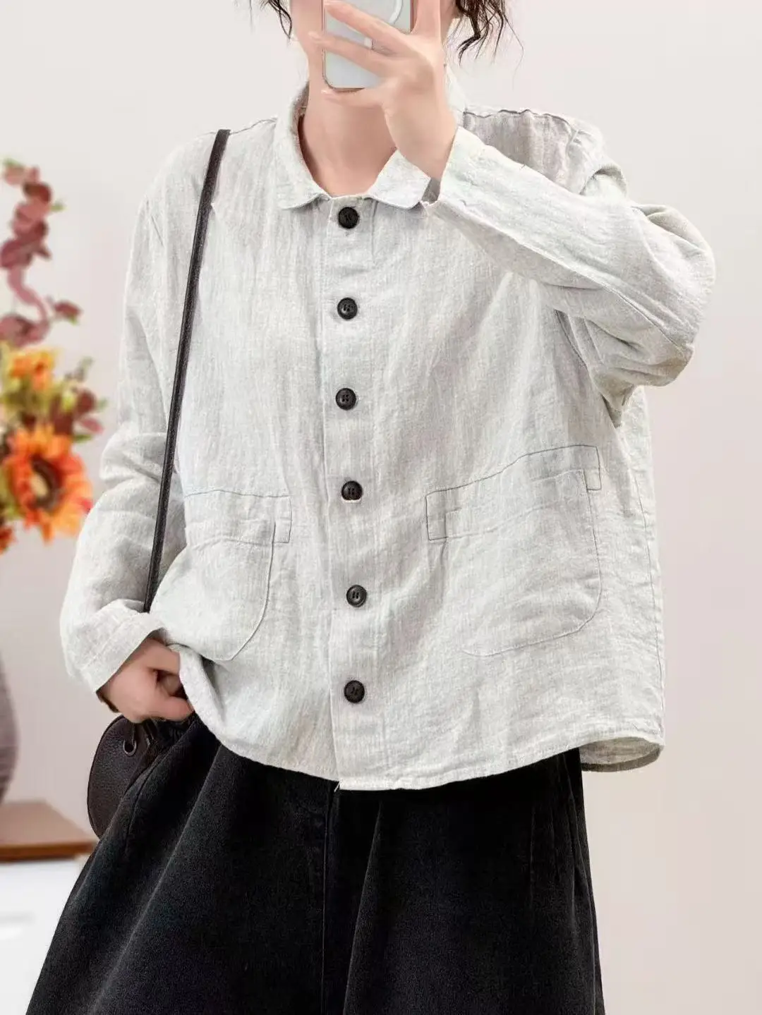 

2025 Pure Linen Long Sve Open Cardigan Women's Outerwear irt Casual Sle ket Design Breathable Comfortable Faionable