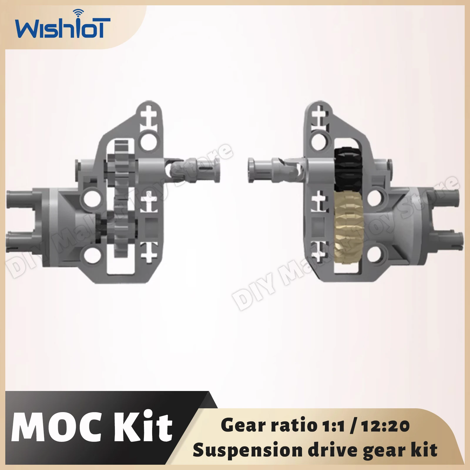 Image of MOC Suspension Lenknabe Portal Achsgehäuse Antriebssatz 12:20 1:1 Geschwindigkeitsverhältnis Bausteine 92908 92909 Technologieteile