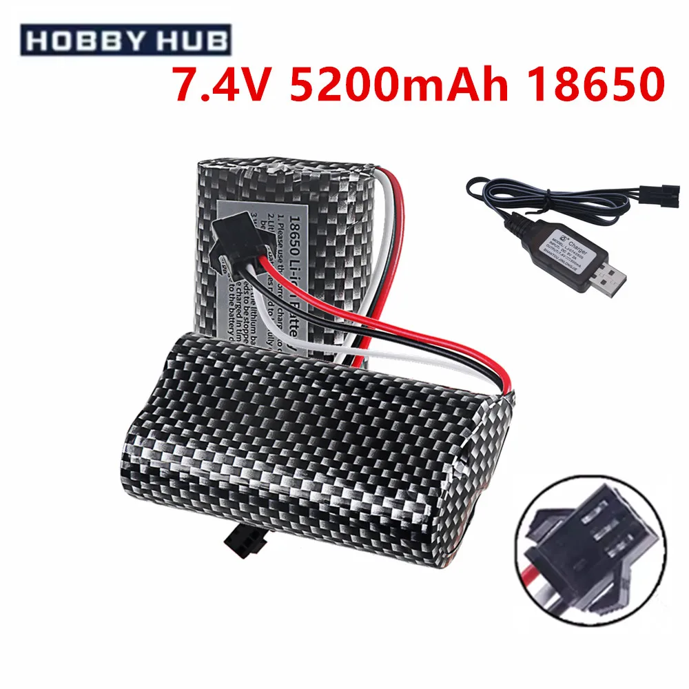 MN82 MN128 MN78 LC79 Remote Control Car Battery 7.4V 5200mAh 20C Bateira with SM-3P Plug or USB Charger