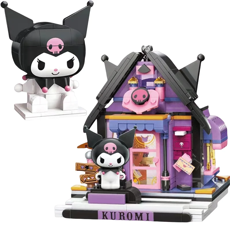 Original Keeppley Sanrio DIY House Kuromi Kawaii HelloKitty My Melody Building Block Model Anime Doll Kids Birthday Toys Gifts