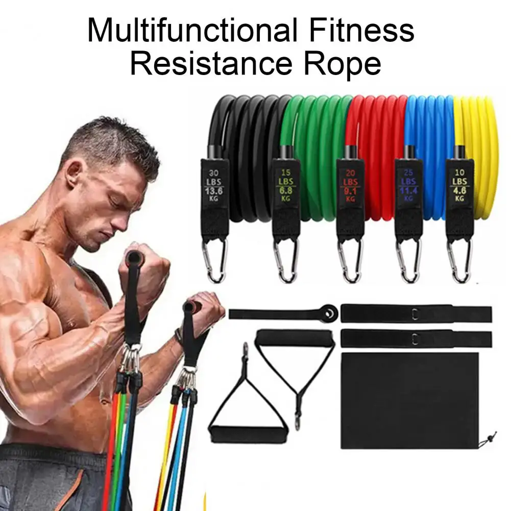 11 Pcs Resistance Bands Set Stretch Exercise Bands Home Gym Workout Bands Up To 100lbs For Physical Therapy Strength Training