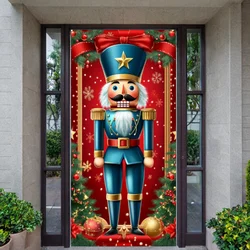 Nutcracker Soldier Lining For Christmas Doors Xmas Outdoor Decoration Door Cover For Front Door Home Christmas Party Supplies