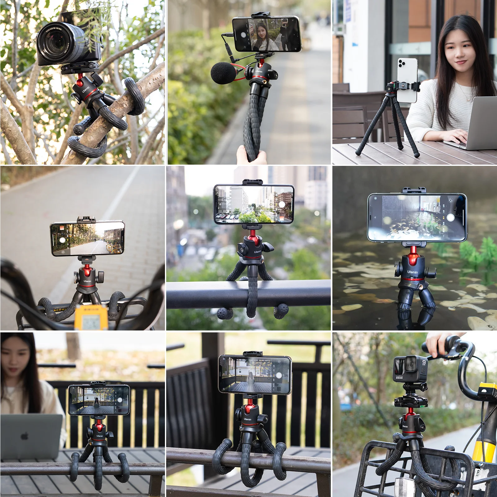 Ulanzi MT-33 Flexibele Octopus Statief Monopod Mount Ballhead Met Sider Koude Schoen 1/4 ''Schroef Telefoon Houder 2 In 1 ontwerp Statief