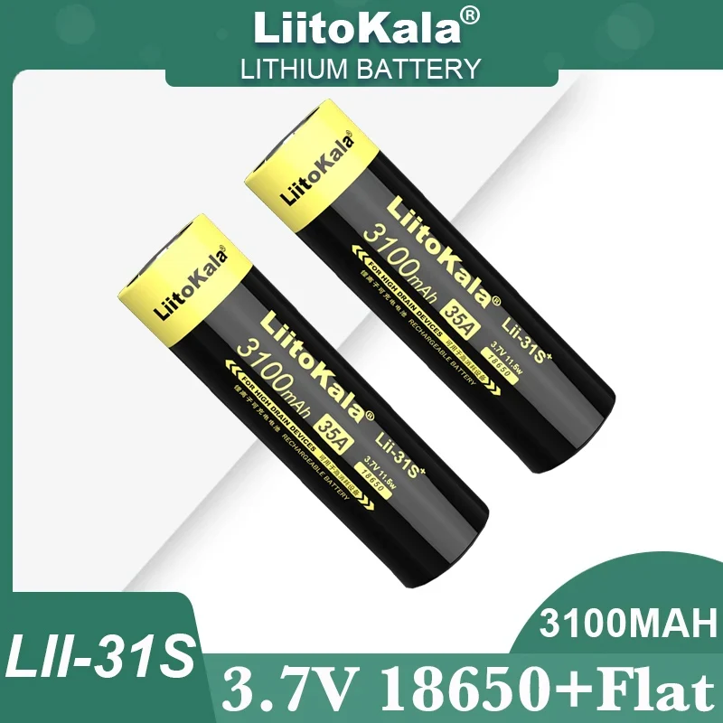 

100% Original LiitoKala Lii-31S 18650 battery 35A 3.7V 3100mAh Rechargeable lithium batteries For high drain devices