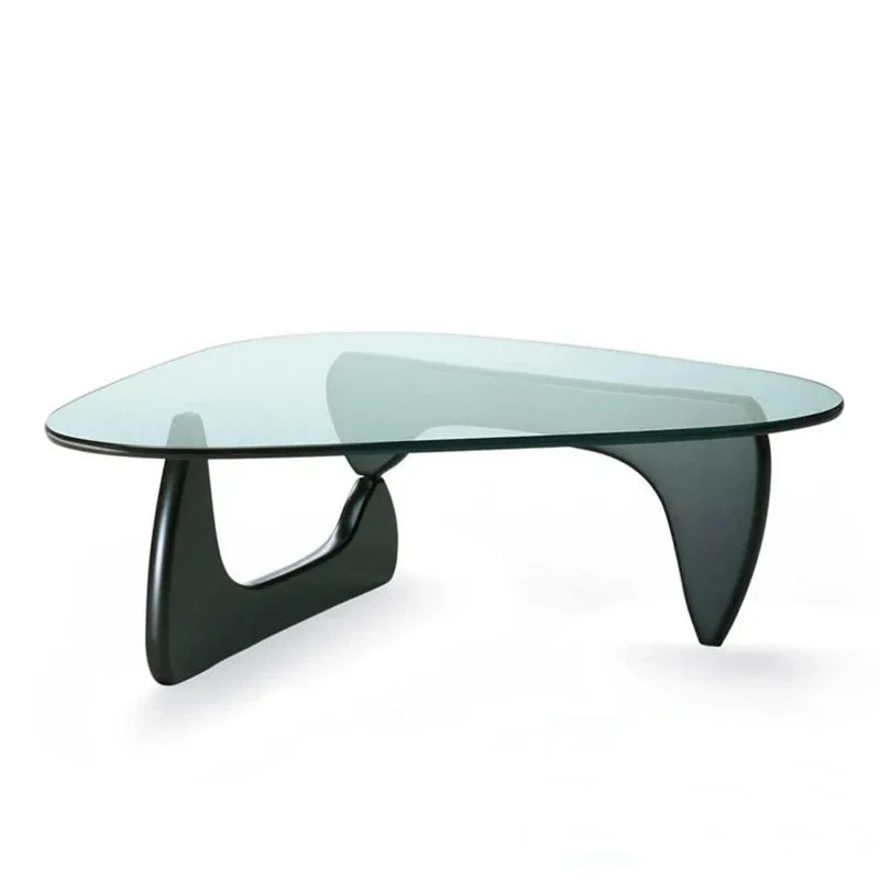 Mesa de centro italiana minimalista, triangular de vidrio templado, medieval, minimalista moderno, mesa de centro retro