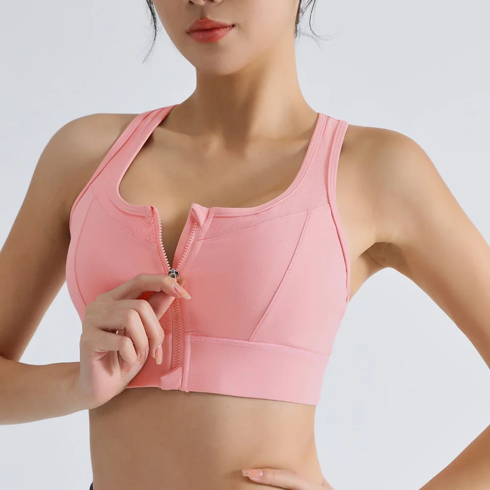 

High-Intensi Sports Bra Large Size Women's One-Piece Front Zipper Underwear Cotton 00% Summer New Sle oproof