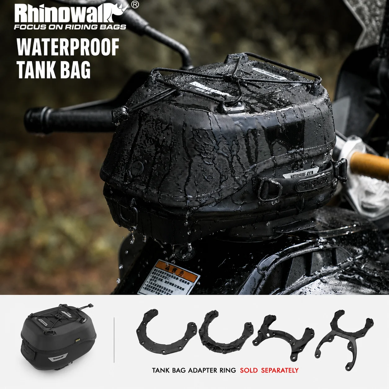 Rhinowalk Motorcycle Tank Bag Waterproof Magnetic Quick Release Fuel Tank Travel Luggage For CFMOTO 450MT BMW KTM Kawasaki Honda