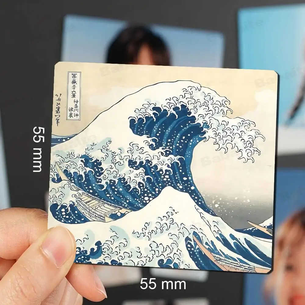 H-Hokusai O-Ohara K-Koson الفن الياباني 1 قطعة مغناطيس الثلاجة شخصية حامل صور مغناطيسي صورة مربعة متينة #1