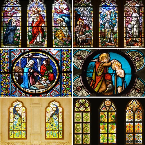 Imagen 1 del producto Fondo de fotografía con tema de Pentecostés, vidriera, ventana de Iglesia, retrato de niño, sesión fotográfica, accesorios de estudio fotográfico