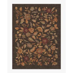 Anonna Dark Wood Area Rug for Bedroom Bedside Decor Floor Mat Floral Aesthetic Carpet for Living Room Non Slip Washable Carpet
