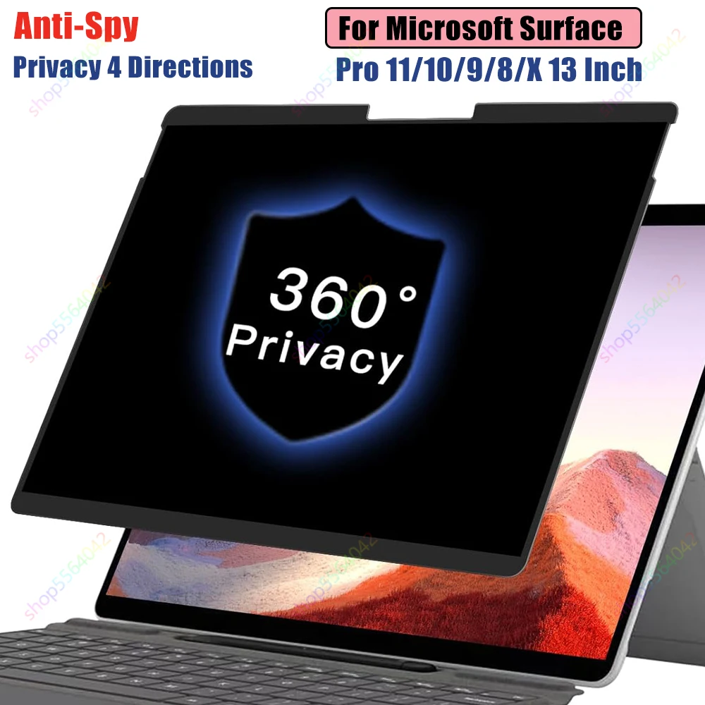 360° Privacy Screen Protector for Microsoft Surface Pro 11/10/9/8/X 13Inch Soft PET Paper-feel Screen Film Anti Spy 4 Sides