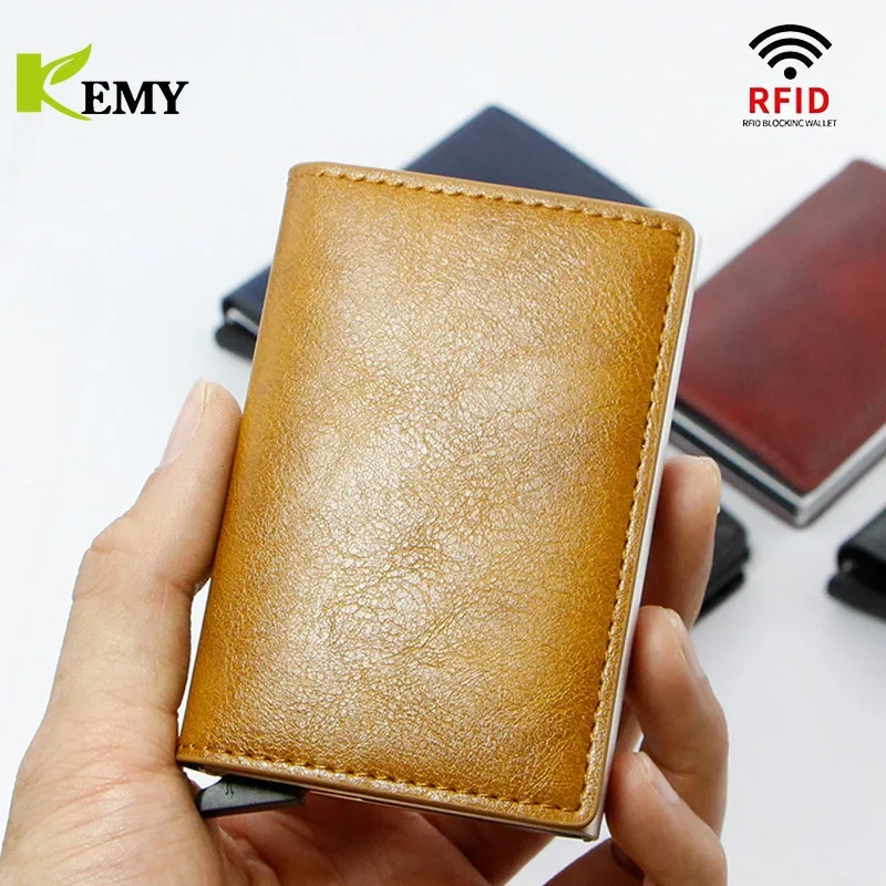 ID Card Case Fashion Automatic RFID Card Holder Aluminium Bank Card Wallets passport case  cartera hombre