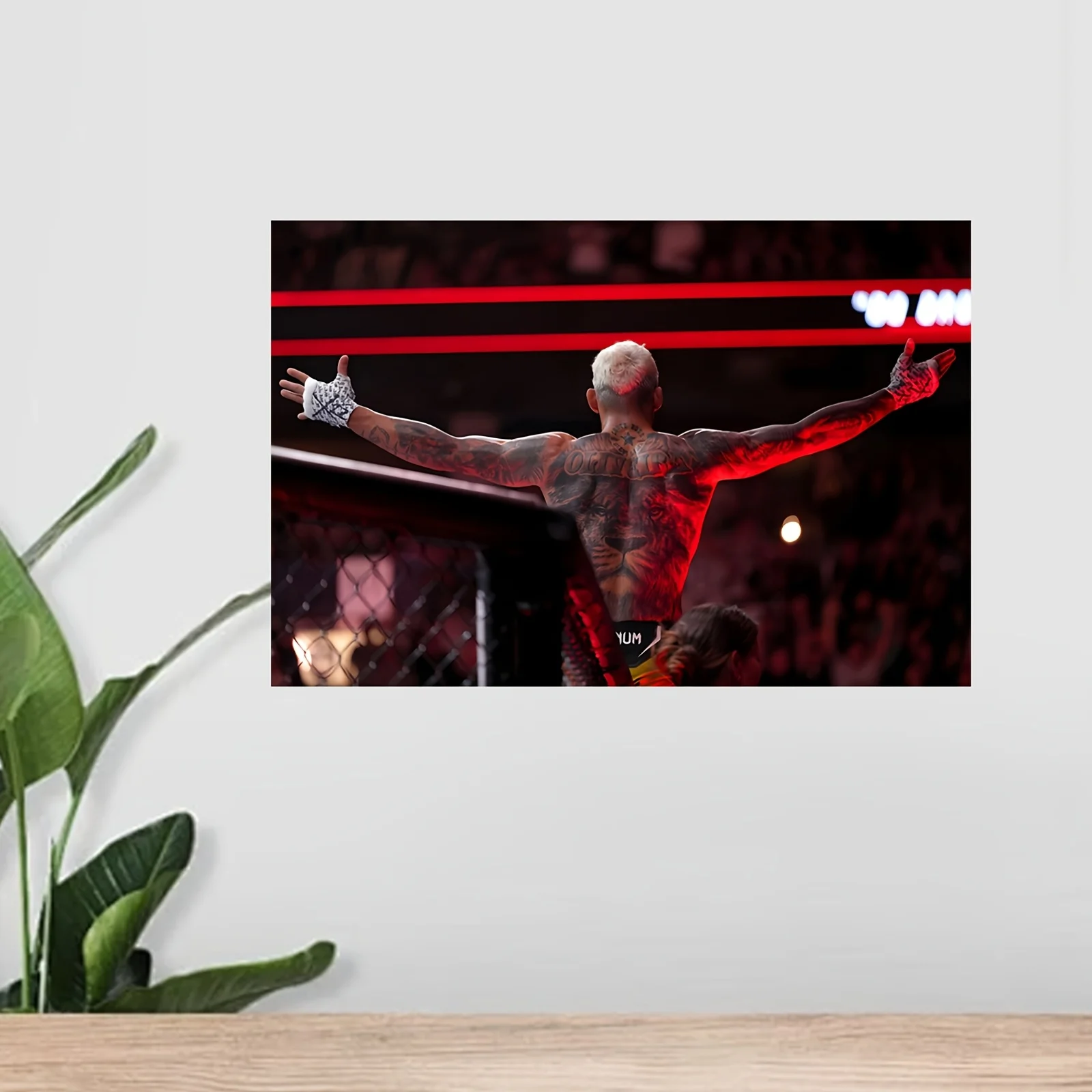 لوحة فنية جدارية قماشية ديناميكية MMA ونجمة الملاكمة، بدون إطار مقاس 18 × 12 بوصة - مشهد قفص أكتوبر النابض بالحياة مع المصارع المشاهير، مثالية لـ #6