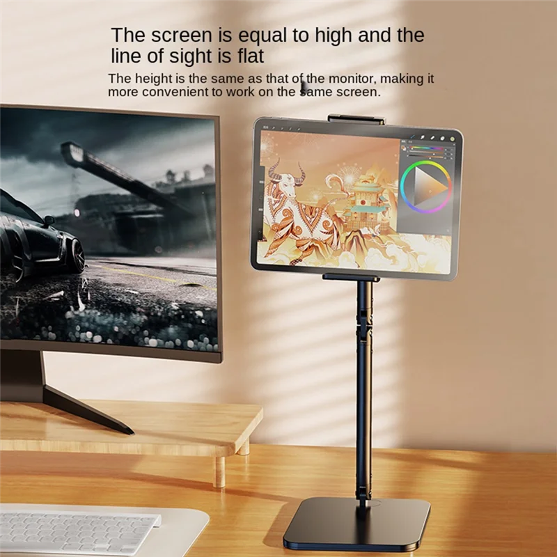 حامل SR-تابلت قابل للتعديل للمكتب والكمبيوتر اللوحي المحمول والهواتف الذكية 360 درجة °   حامل الكمبيوتر اللوحي الدوار، متين وسهل التركيب