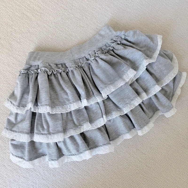 Japanese Style Y2k Mini Skirt Women Chic Patchwork High Waist A-line Plaid Skirt Vintage Korean Fashion Lace Skirt Hot Girls