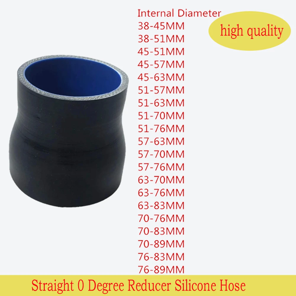 Straight 0 Degree Reducer Silicone Hose 38-45 51-57 63-70 76-83MM Durite Silicone Refroidissement Silicone Tube for Pipe