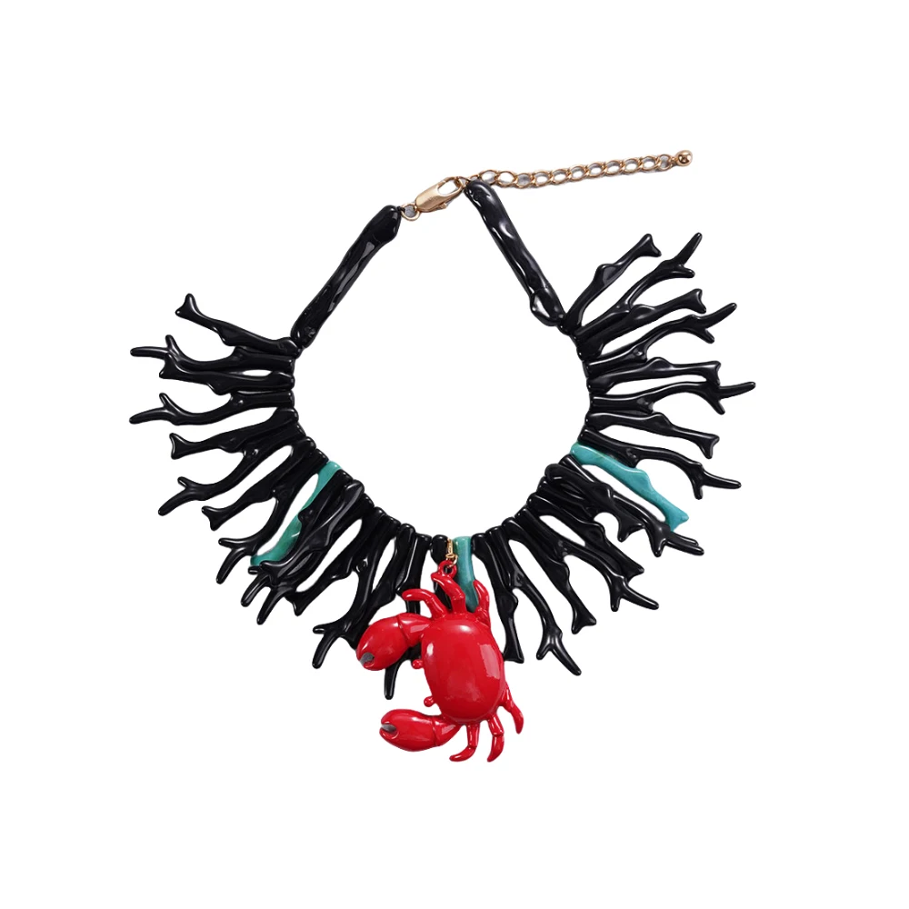 

Ocean Beach Theme Exaggerated Crab Pendant Necklace Unique Party Accessory Gift Idea Bohemian Style Collarbone Chain