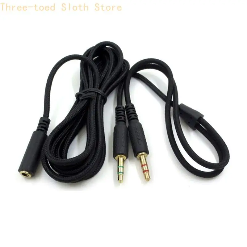 Verbessertes 3,5-mm-Nylonkabel, Buchse auf Stecker, 1 auf 2 Verlängerungskabel für Headset E74A – Detail 3