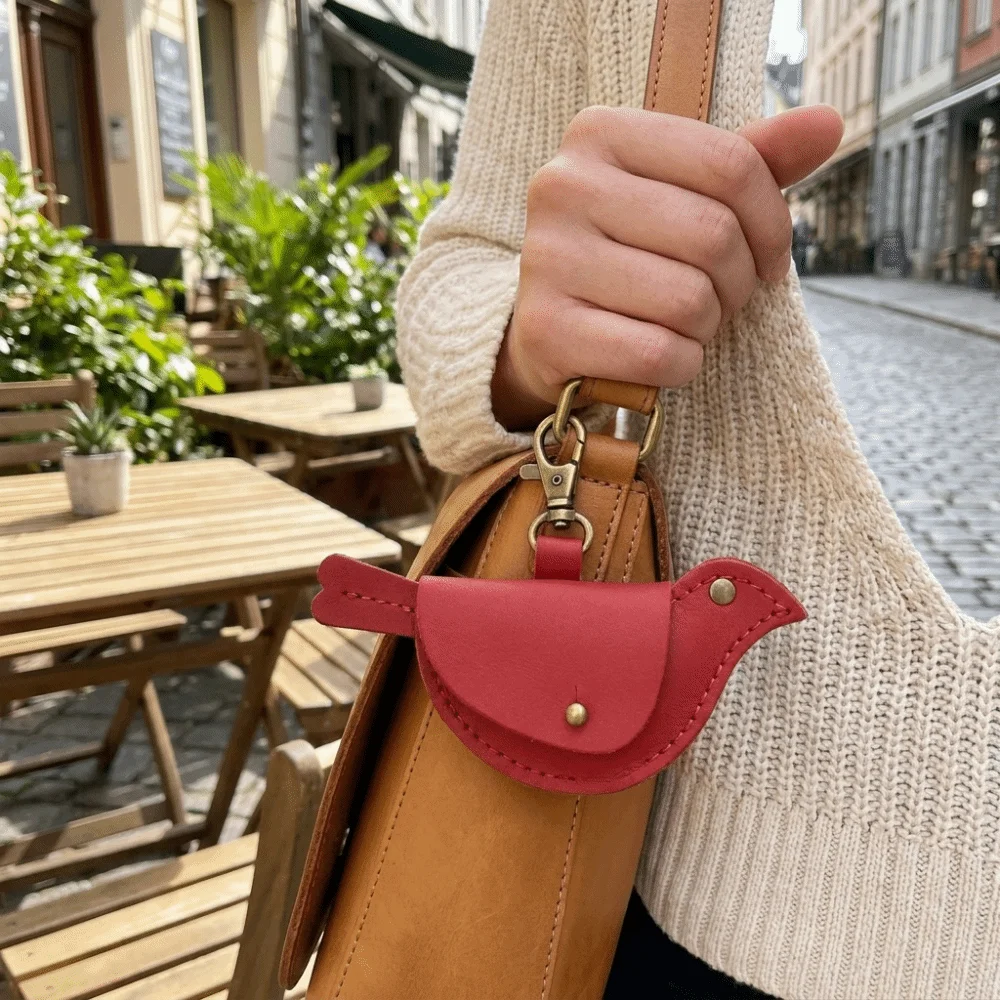 Faux Leather Coin Purse Keychain Multi Color Bird Shaped Silhouette Mini Storage Pouch Lightweight Compact Inner Space