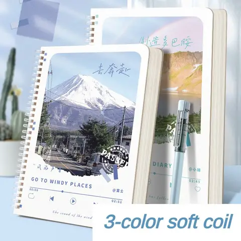 A5 소프트 코일 두꺼운 종이 학생 수평 라인 소프트 실리콘 노트 메모장 학생 저널을위한 빈 책 노트